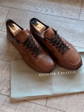 Officine Creative Men's Brown Leather Low-Top Sneakers